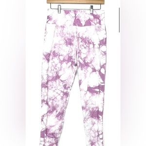 OFFLINE BY AERIE PURPLE TIE DYE LEGGINGS WITH RIBBED SIDE PANELS SIZE M